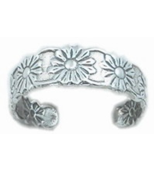Silver Daisy Flower Toe Ring